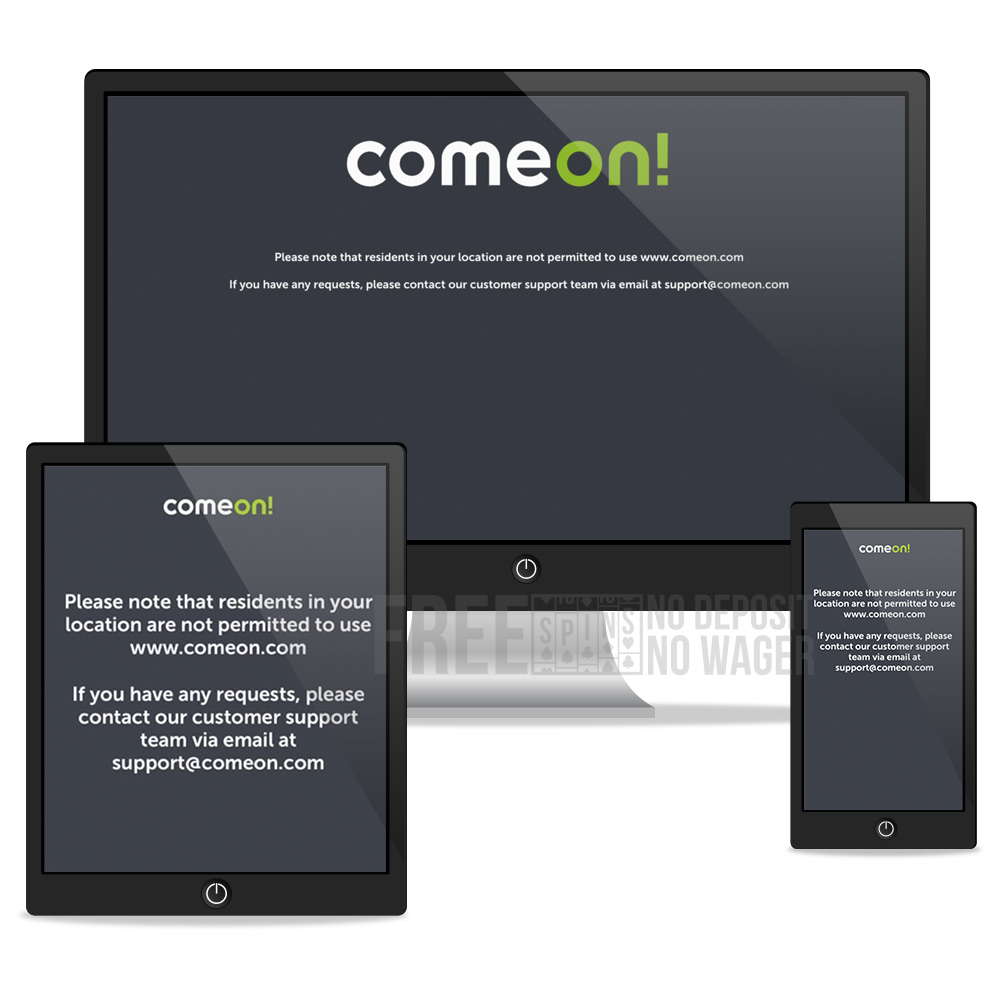 ComeOn desktop, tablet, mobile view