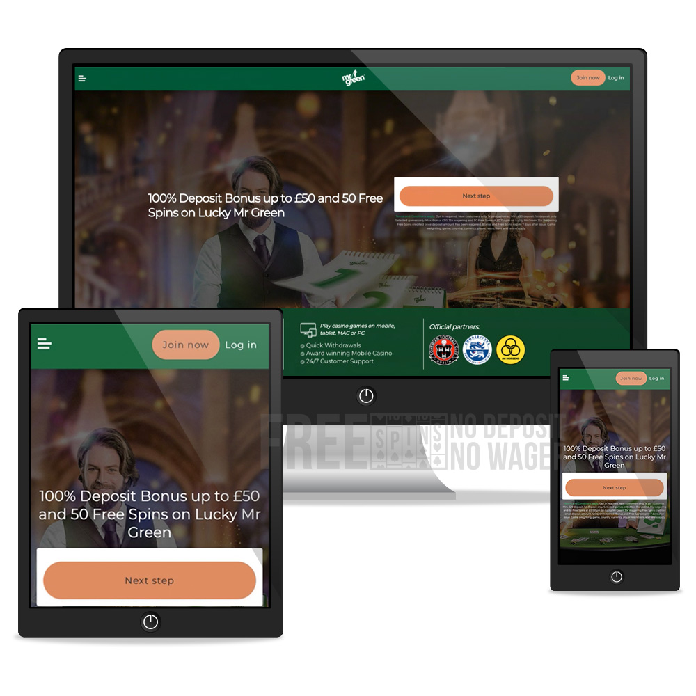 Mr green casino desktop, tablet, mobile view